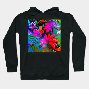 Hawaiian Hibiscus Flowers Psychedelic Floral Gift Mom Luxury Trippy Vibrant Colorful Hoodie